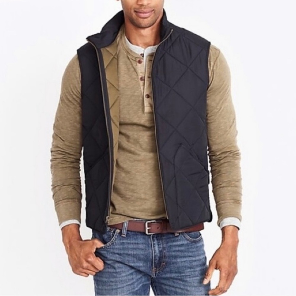 J. Crew Walker Outdoor Quilted Black Reversible Vest
